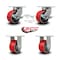 Service Caster 6'' Heavy Duty Red Poly on Metal Caster Set 2 Swivel Lock/Brake 2 Rigid, 4PK CRAN-KP92S630-PUR-RS-SLB-BSL-2-R-2 - alternate 6